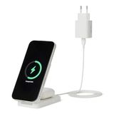 Amazon Basics MagSafe-compatibel max. 25W Snel Opladend Qi2.2-gecertificeerd 2-in-1 Draadloos Oplaadstation, Opvouwbare Standaard voor iPhone 17/16/15/14/13/12, AirPods, met max. 45W Adapter, Wit
