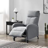 en.casa Verstelbare Relaxfauteuil - Stof - Lichtgrijs - 102x60x92 cm