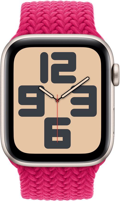 Apple Gevlochten solobandje voor de Apple Watch | 38/40/41/42 mm - Maat 5 - Raspberry