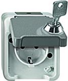 Merten MEG2416-8029 SCHUKO-stopcontact m. BRS, afl. m. versch. Sluitingen, lichtgrijs, AQUASTAR