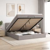 vidaXL Ottoman Bed with Mattress and Headboard Taupe 140 x 190 cm Fabric
