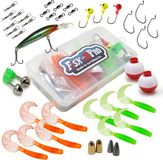 Fish-Xpro - Roofvis accessoires set 47-Delig - incl. opbergdoos - Kunstaas - Softbaits - Wartels - Visloodjes - Vishaken - Vis spullen - Tacklebox