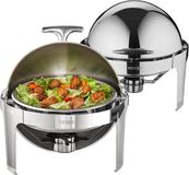 VEVOR 2-delige Voedselverwarmer, Komfoorset, Roldeksel, 5,5 L X 2, Ronde Roestvrijstalen Warmhoudcontainer, Buffetset, Inclusief Brandstofhouder En Tang, voor Restaurants, Buffetten, Scholen, Etc