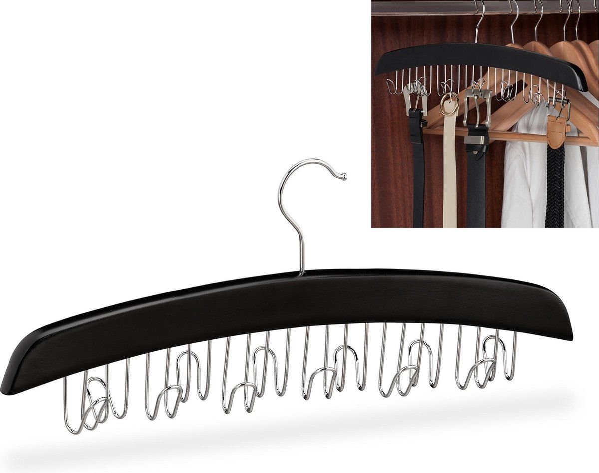 Relaxdays Riemhanger - Hout - Zwart/Zilver