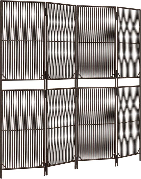 vidaXL Kamerscherm 4 panelen poly rattan bruin