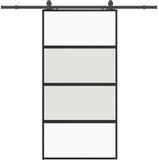 vidaXL Schuifdeur met beslagset, zwart, 102,5x205 cm, gehard glas