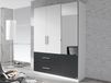 Armoire ALVARO 3 portes 2 tiroirs blanc/gris métal avec miroir