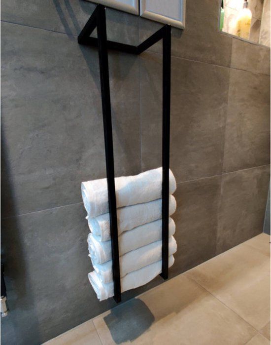 Saniclass Dual handdoekrek - 95x25x20cm - Mat Zwart - Industrieel