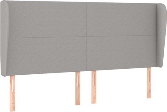 vidaXL Hoofdbord met randen 203x23x118/128 cm stof lichtgrijs