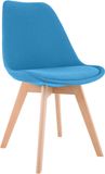 CLP Linares Eetkamerstoel - Design Keukenstoel - Scandinavisch Kuipstoel - Houten Poten Stof/turkis