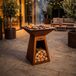 ASH | Orion | Cortenstaal | XXL plancha barbecue | 100 cm bakplaat | Houtopslag | Vuurschaal | Buiten koken