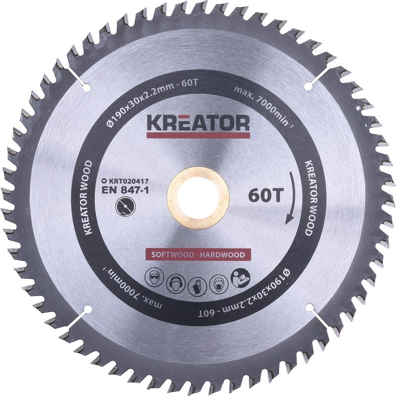 Kreator HM cirkelzaagblad hout 190mm 60T