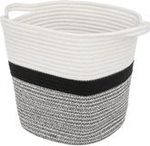 5five Decoratie opbergmand met hengsels 29 liter grijs/zwart/wit 31 x 31 x 31 cm polyester