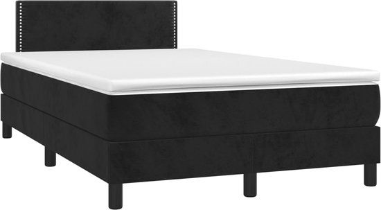 vidaXL Boxspring met matras fluweel zwart 120x190 cm