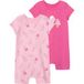 LUPILU Combinaisons pour bébé, 2 pièces, 100% coton. (Rose foncé/rose, 50/56)