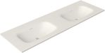 Saniclass Flow Meubelwastafel - 141x46x1.5cm - overloop - 2 wasbakken - zonder kraangaten - solid surface wit mat