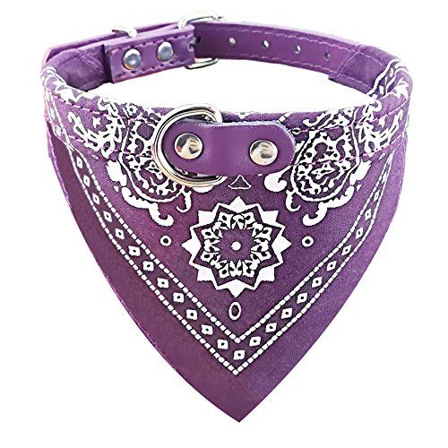 Newtensina Fashion Dog Bandana Collar Hondenhalsband Jongen Medium Bandana Puppy Bandana Met Kraag voor Honden - Paars - S