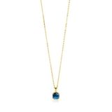 ZINZI Gold 14 karaat gouden ketting met vierkante hanger en Londen topaas 40-43cm ZGC537