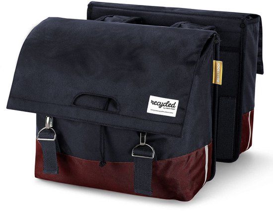 URBAN PROOF Dubbele fietstas 40L Recycled - Bordeauxrood/Grijs