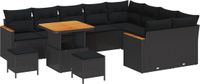 vidaXL Tuinbank Set Zwart Poly Rattan