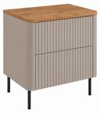 3E 3xE living.com 3xE living Badkamerkast 60, Kasjmier, blad craft eiken, poten zwart, 60,8 x 44,2 x 65 cm