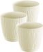 Prosperplast Pot/pot de fleurs Waves - 3x pièces - plastique - blanc crème - D13 x H12 cm - intérieur/extérieur - avec soucoupe