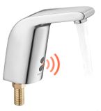 VEVOR Touchless wastafelkraan, automatische bewegingssensor toilet toiletkraan koud water met enkel gat, werkt op batterijen voor 9,5 mm pijp commercieel toilet, verchroomd zilver