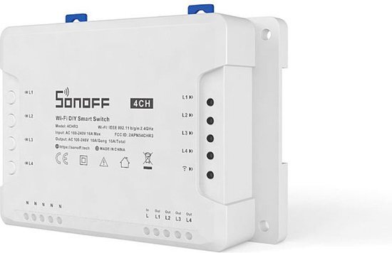 Sonoff - 4CH - 4 Gang Smart Schakelaar - Inching | Interlock | Self-locking - Bedien apparaten in huis met je smartphone