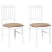 VidaXL Eetkamerstoelen met kussens 2 stuks massief rubberhout wit