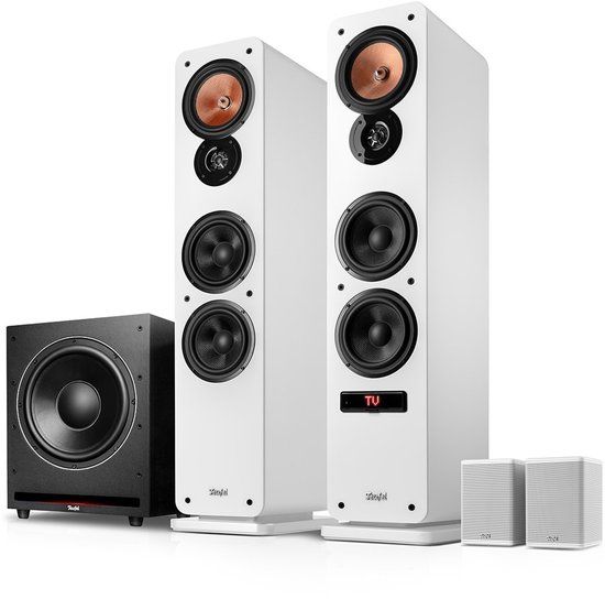 Teufel Ultima 40 ACTIVE 3 Club Edition - 4.1 bluetooth surroundsysteem met actieve vloerstaanders, draadloze actieve rearspeakers en krachtige subwoofer, basreflex, ingebouwde versterker, HDMI ARC CEC‌ - wit