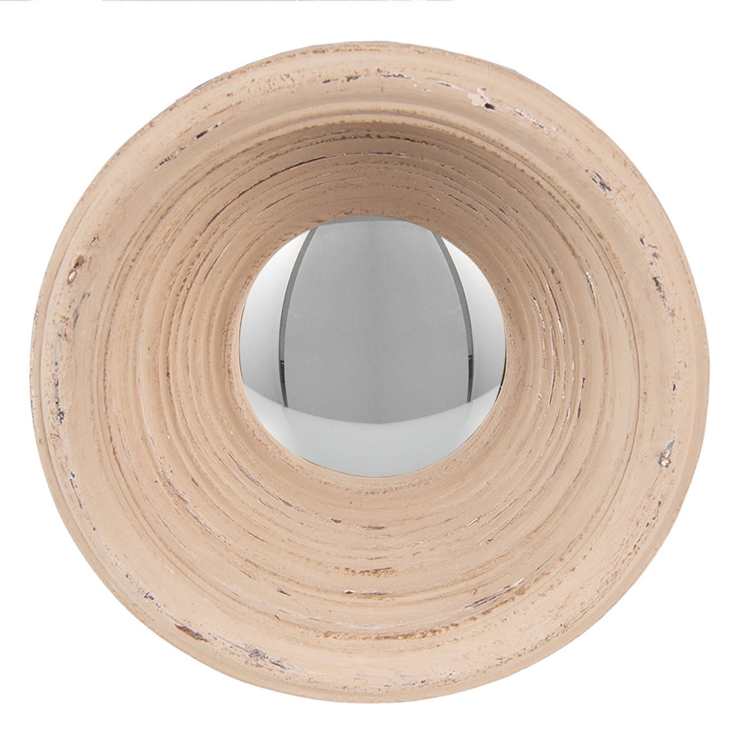 Clayre & Eef Spiegel ø 19 cm Beige Kunststof Rond - Wandspiegel