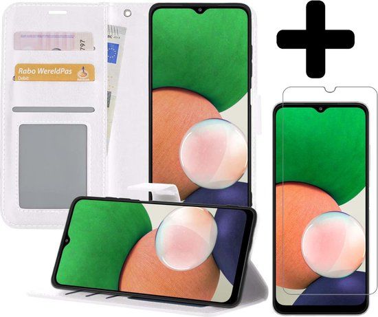 Samsung Galaxy A22 4G Book Case Hoesje - Wit - Met Screenprotector