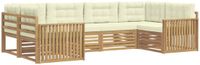 vidaXL - Buiten - bank - set - 6 - st - Wit - en - crèmekleurig - Massief - Acacia - Hout