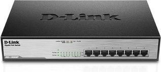 D-Link DGS-1008MP - 8-Port Gigabit Ethernet PoE Switch - Unmanaged - 1U - Black