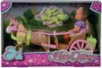 STEFFI LOVE Poppenkoets met paard, Evi pop (12 cm), beige paard, met 6 accessoires, SILVERTORN speelset, 23x8x15 cm