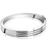 Zinzi Mart Visser by ZINZI zilveren strakke bangle armband 11mm, drie banen bezet met witte zirconia's MVA18