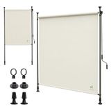 VOUNOT® Verticale luifel voor buiten, 200 x 310 cm, verticale luifel met slinger, zonder boren, inkijk- en zonwering, verstelbaar, voor balkon, terras, tuin, beige