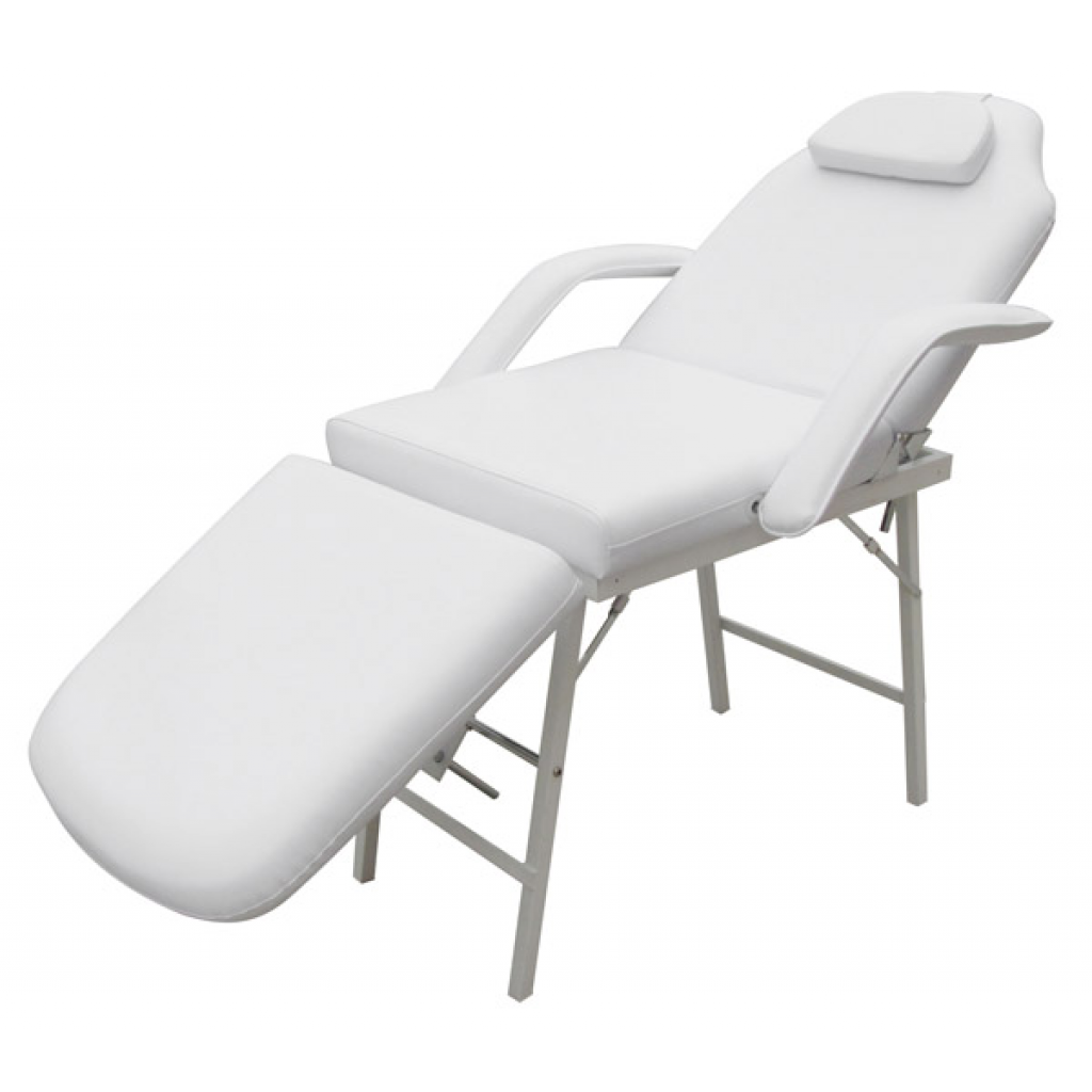 vidaXL Behandelstoel met verstelbaar rug-en voetendeel wit