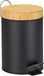 Relaxdays pedaalemmer 3 liter, badkamer, afvalbak softclose, bamboe deksel, uitneembare binnenemmer, toilet, zwart