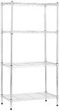 Amazon Basics Opslagkast, 4 planken, smal, planken en poten verstelbaar in hoogte, draagkracht maximaal 363 kg, chroom, 34 x 58,9 x 121,9 cm (D x B x H)