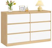 Songmics EUZIEL International GmbH Commode – amandelgeel en wit – 6 laden – 119,4 x 40 x 75 cm