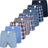 MG-1 Core Multipack 8-Pack Boxershorts Heren - Maat L - Blauw/Lichtblauw - Geruit - 100% Katoen