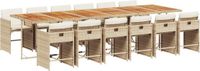vidaXL 13-delige Tuinset met kussens, beige, van polyrotan
