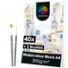 OfficeTree Aquarelpapier, A4, 40 vellen, 300 g, wit tekenpapier, met 2 gratis penselen