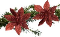 House of Seasons fleurs de Noël sur clip - 6 pièces - rouge