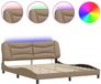 vidaXL Cadre de lit avec éclairage LED, sans matelas, "Hvar", cappuccino, 180x200 cm