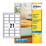 Avery J8560-10 etiketten (voor inkjetprinters) transparant