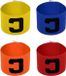 Brazuca Brassard de capitaine de football - Brassards d'équipe - Identification d'équipe - Élastique avec velcro - 4 pièces 33x7 cm - Jaune, Bleu, Vert, Orange