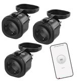EMOS GoSmart ZigBee Outdoor stopcontact, 16 A, 3 stuks, 2,4 GHz smart stopcontact met timer en stroommeter, IP44, handmatig of met Smart-app gestuurd, compatibel met Amazon Alexa, Google Assistant