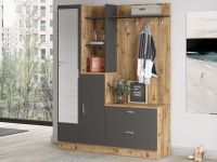 DECAMPOS Armoire 4 portes pin atlantique/anthracite